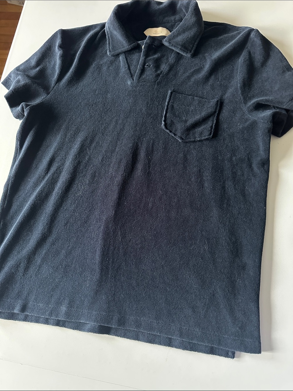 Men's Dark Navy Short-Sleeve Polo with Chest Pocket